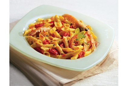Garganelli med scampi eller tunfisk