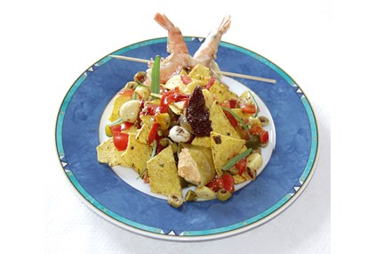 Nuevo Latino Nachos med scampi eller kylling