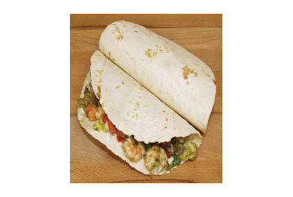 Tortilla med scampi salat