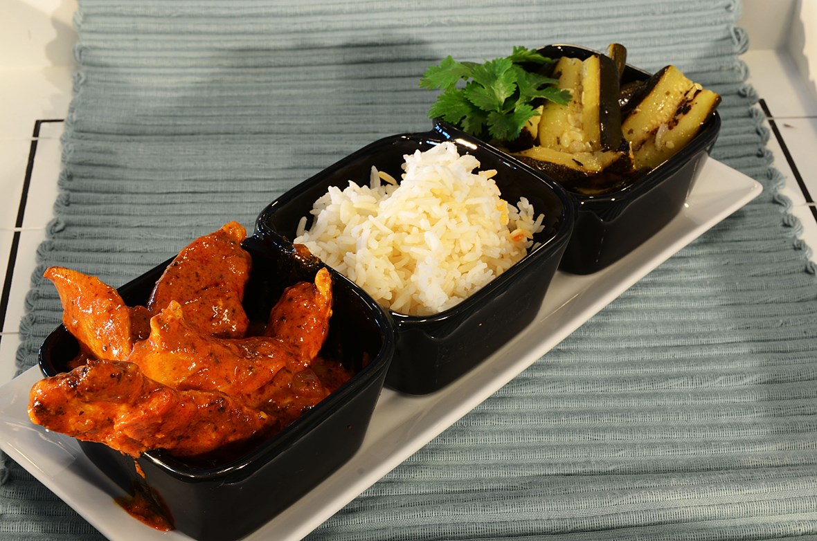 Chicken Tikka Masala med Basmatiris og grillet squash