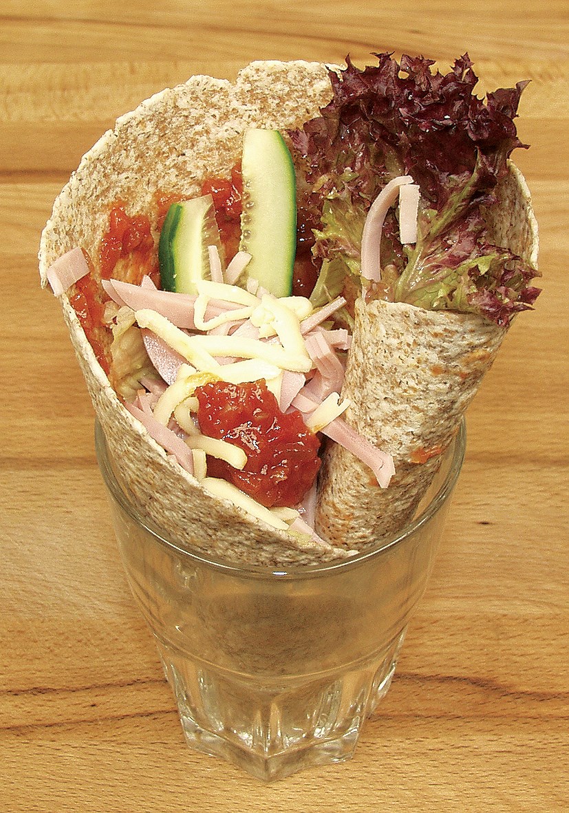 Fullkornwraps med ost og skinke