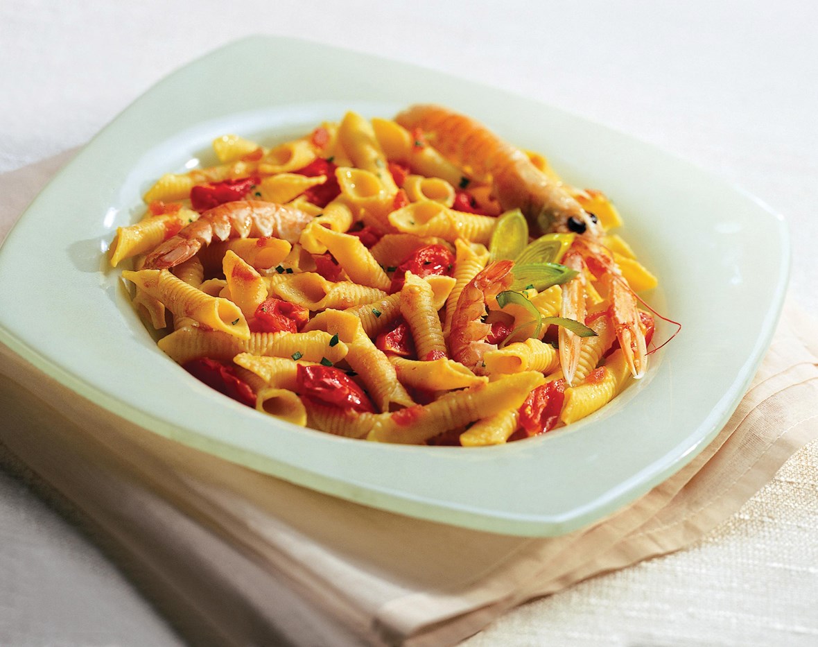 Garganelli med scampi eller tunfisk