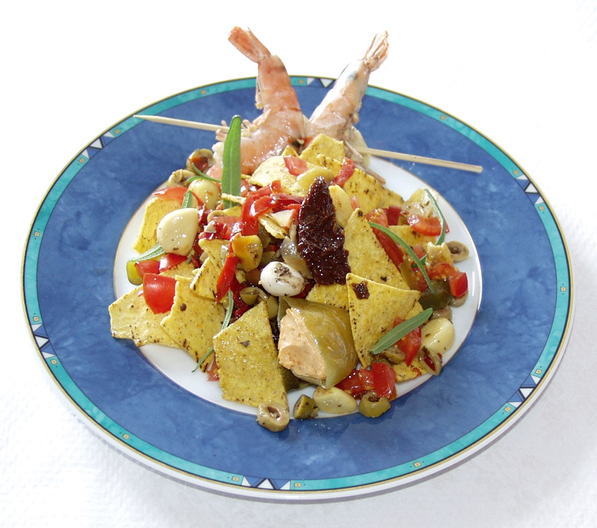 Nuevo Latino Nachos med scampi eller kylling