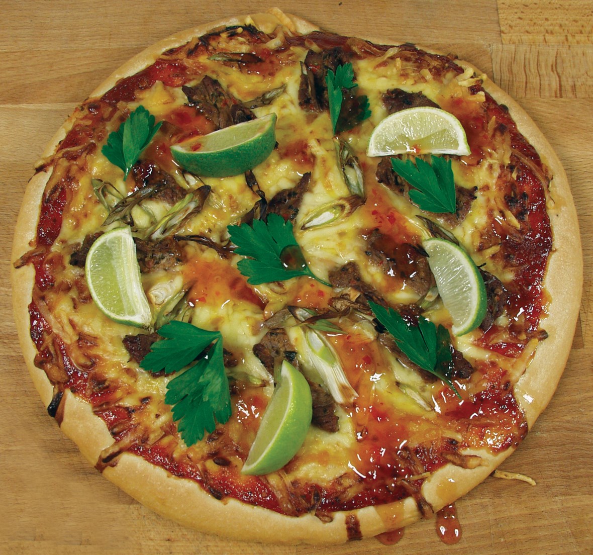 Thai biffpizza