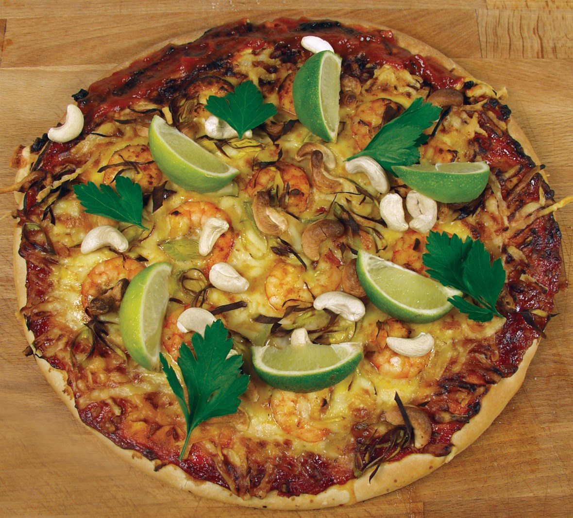 Thai scampi satay-pizza