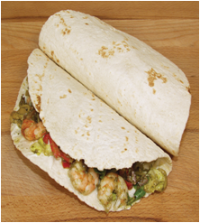 Tortilla med scampi salat